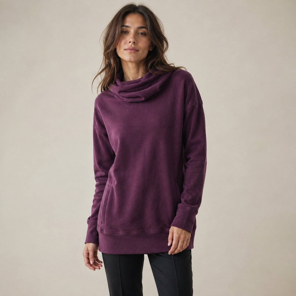 ZYIA Fleece Plum Purple Cowl Neck Pullover Hoodie Sz XXXL
